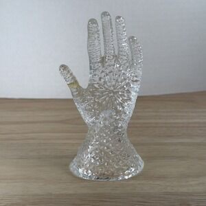 REPAIRED Vintage Chadwick Miller Crystal Hand Ring Jewelry Holder Clear Glass